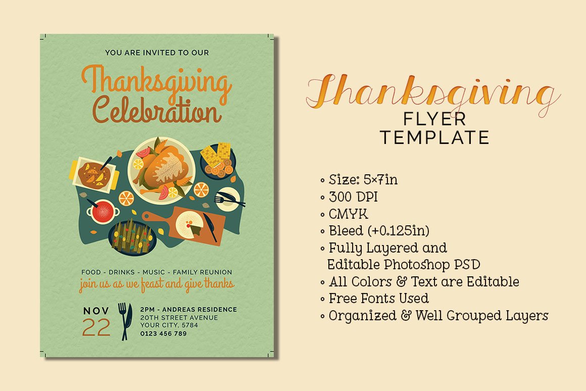 Thanksgiving Flyer Template (1669152), image size:1160x774