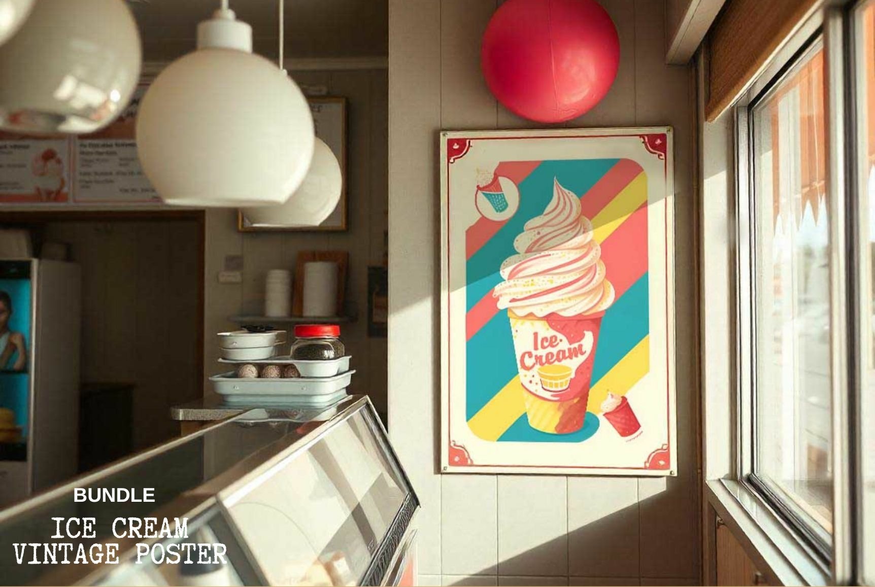 Ice Cream Vintage Poster Bundle - 30 Illustrations
