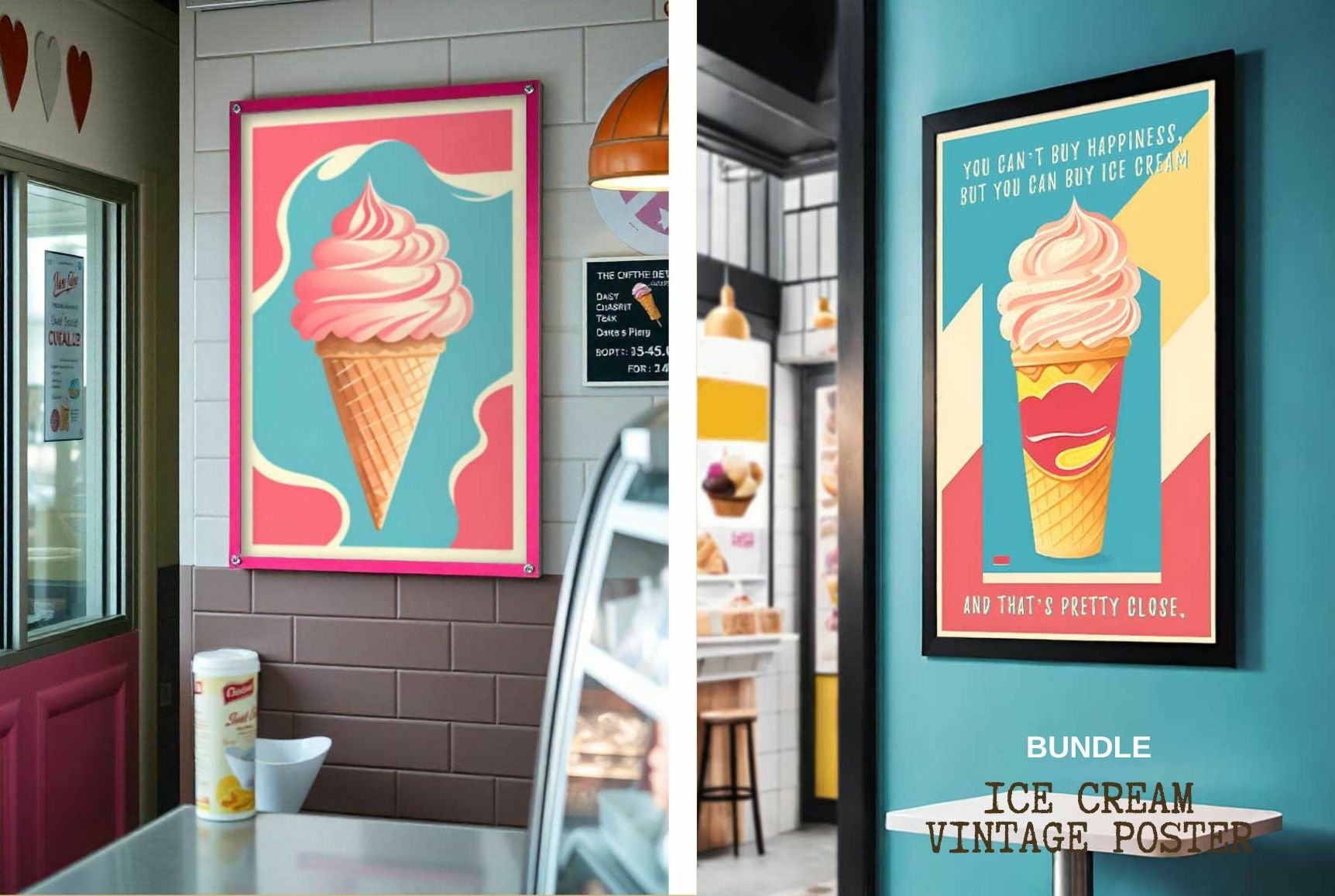 Ice Cream Vintage Poster Bundle - 30 Illustrations