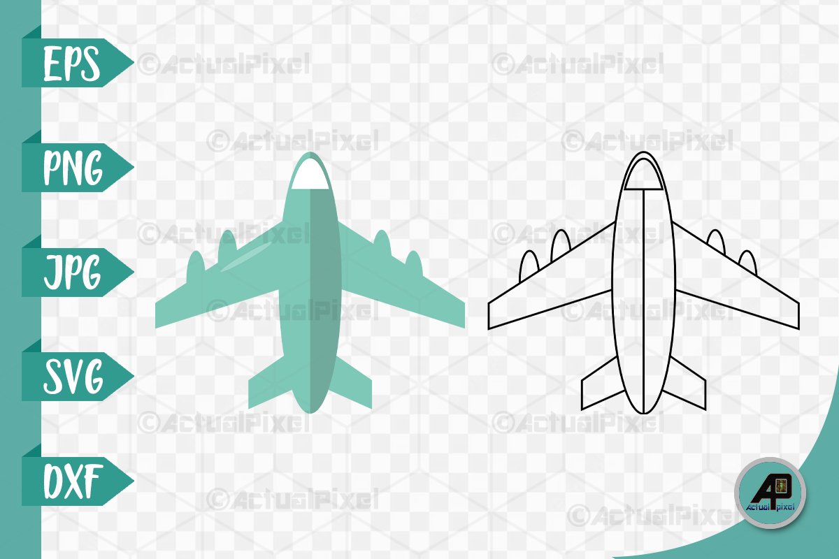 Airplane Outline with Clipart, image size:1200x800