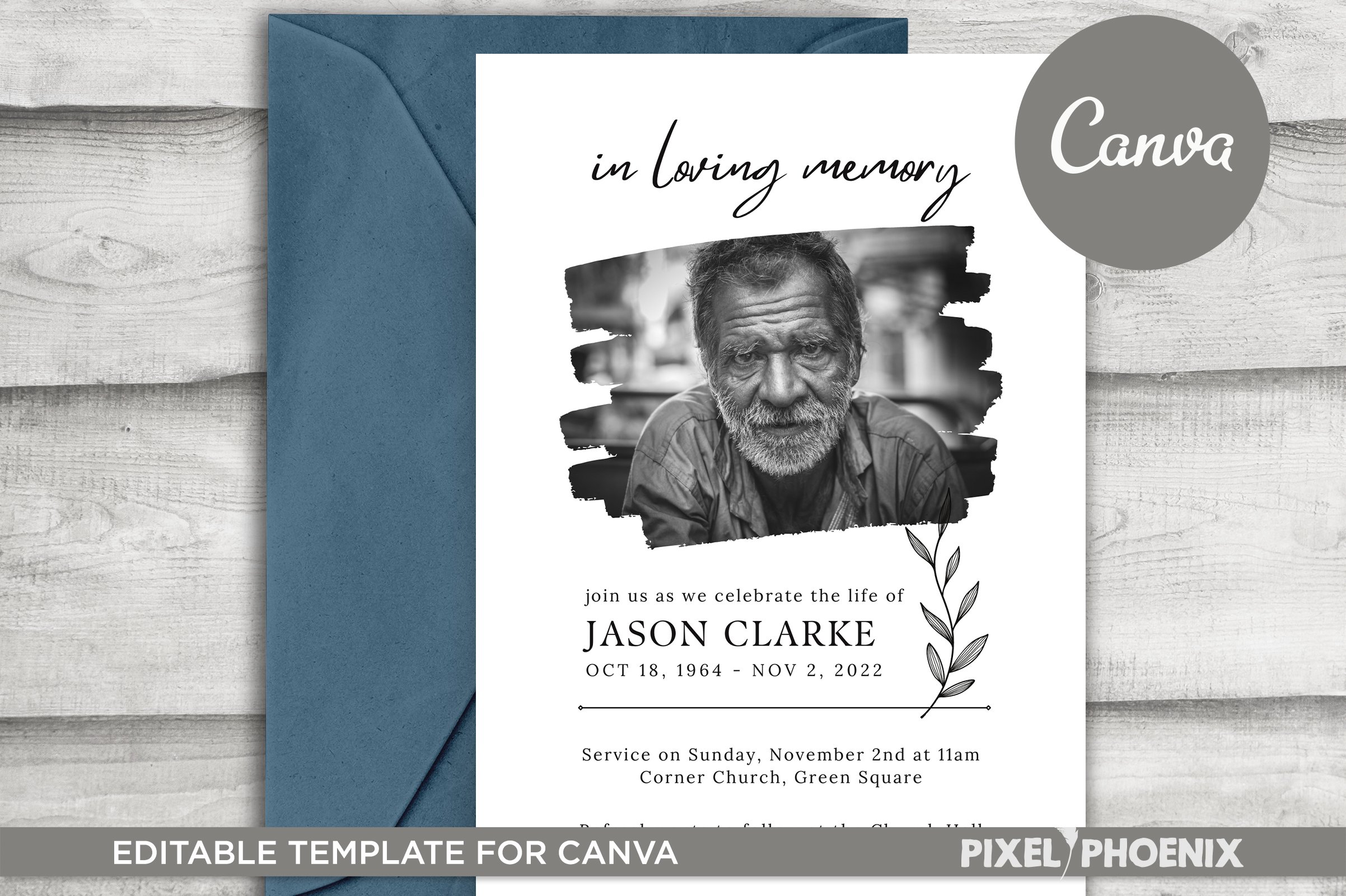 In Loving Memory| Editable Canva Template | Funeral Card