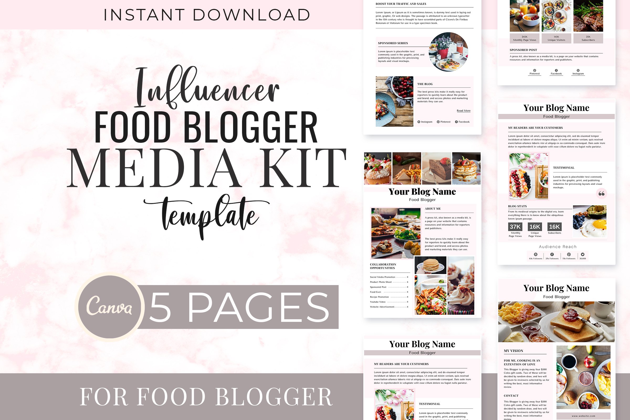 Influencer Food Blogger Media Kit Template-Pro Food Blogger