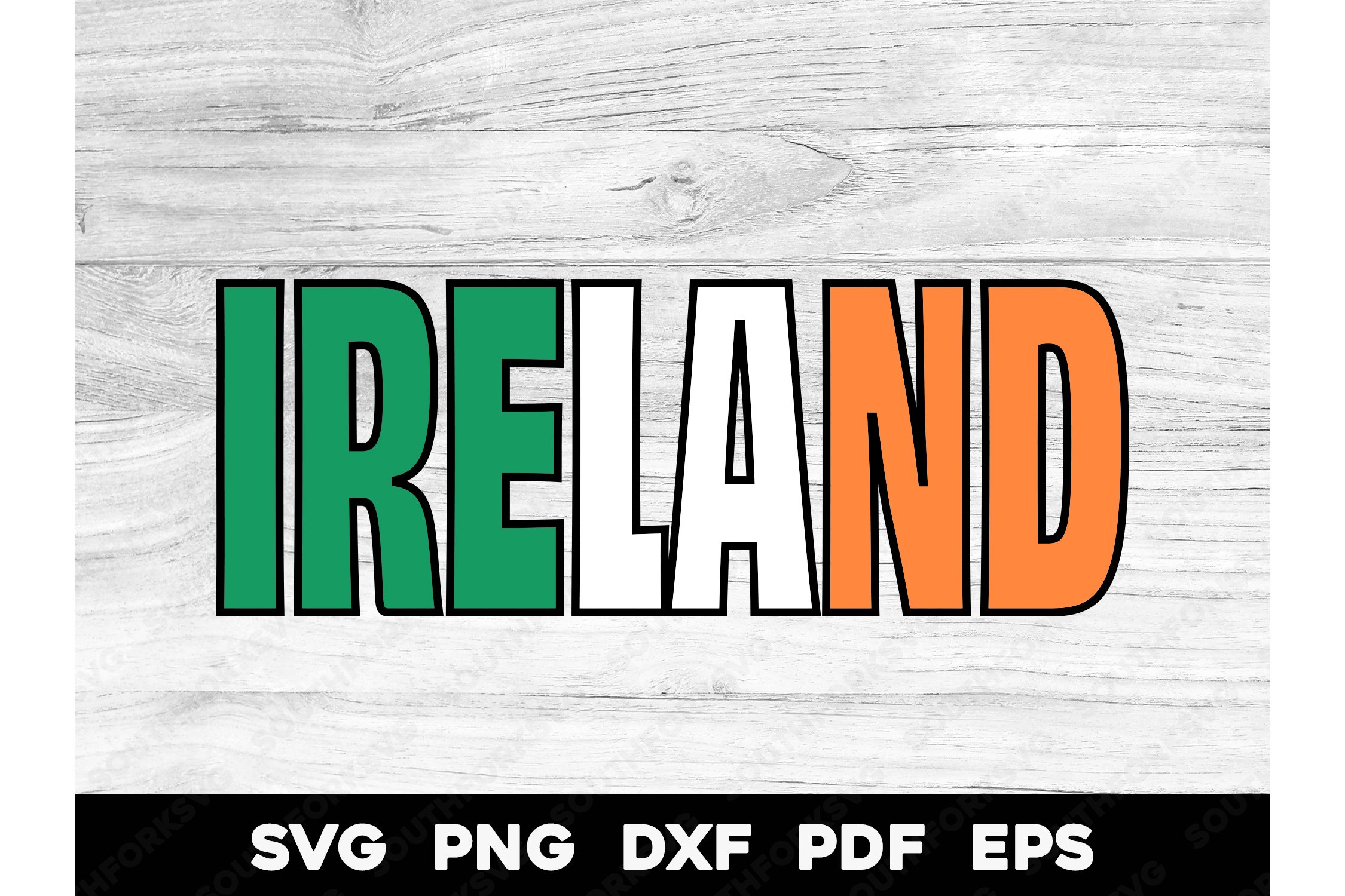 Ireland Country Flag Name Design SVG PNG DXF EPS PDF