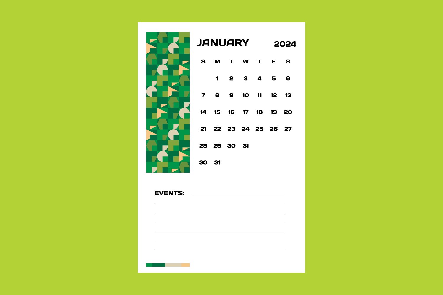 Calendar 2024 January Designs