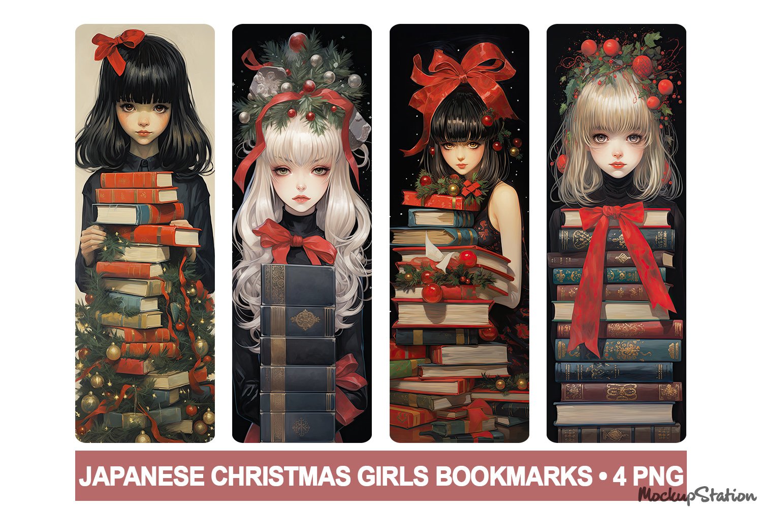 Anime Christmas Bookmarks PNG Printable | Bookish Girls for Anime Bookmarks Printable For Free