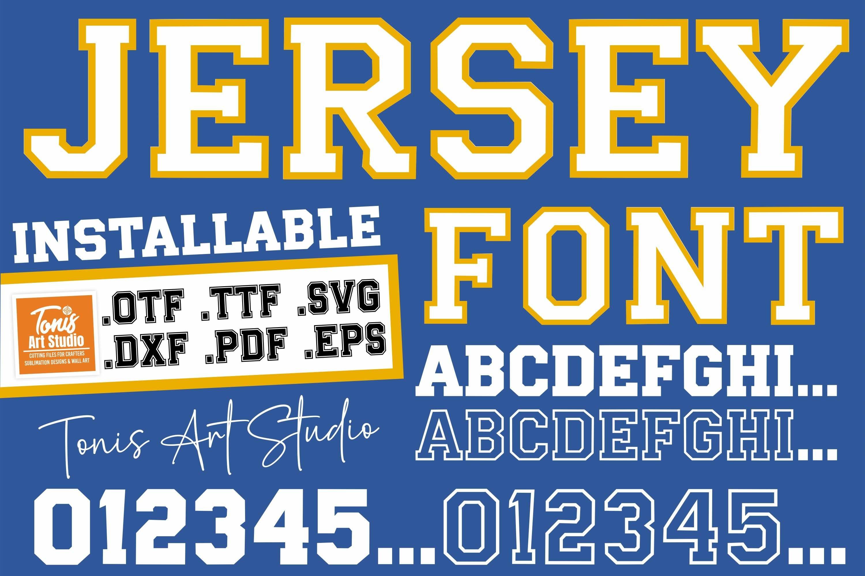Adobe Fonts Sport T-shirt Number Font Jersey Outline Font, Varsity