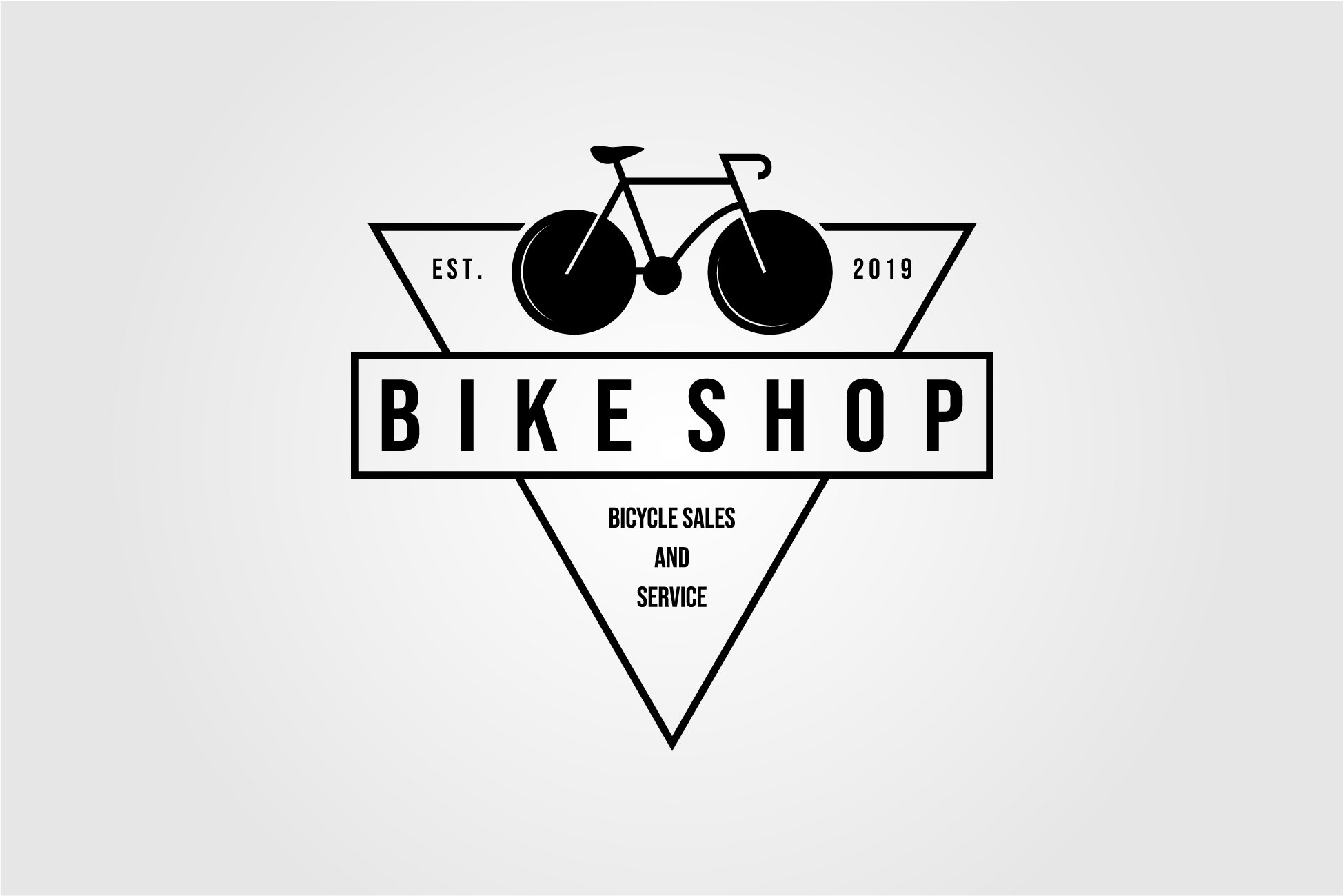 bicycle bike shop logo triangle minimalist vintage vector