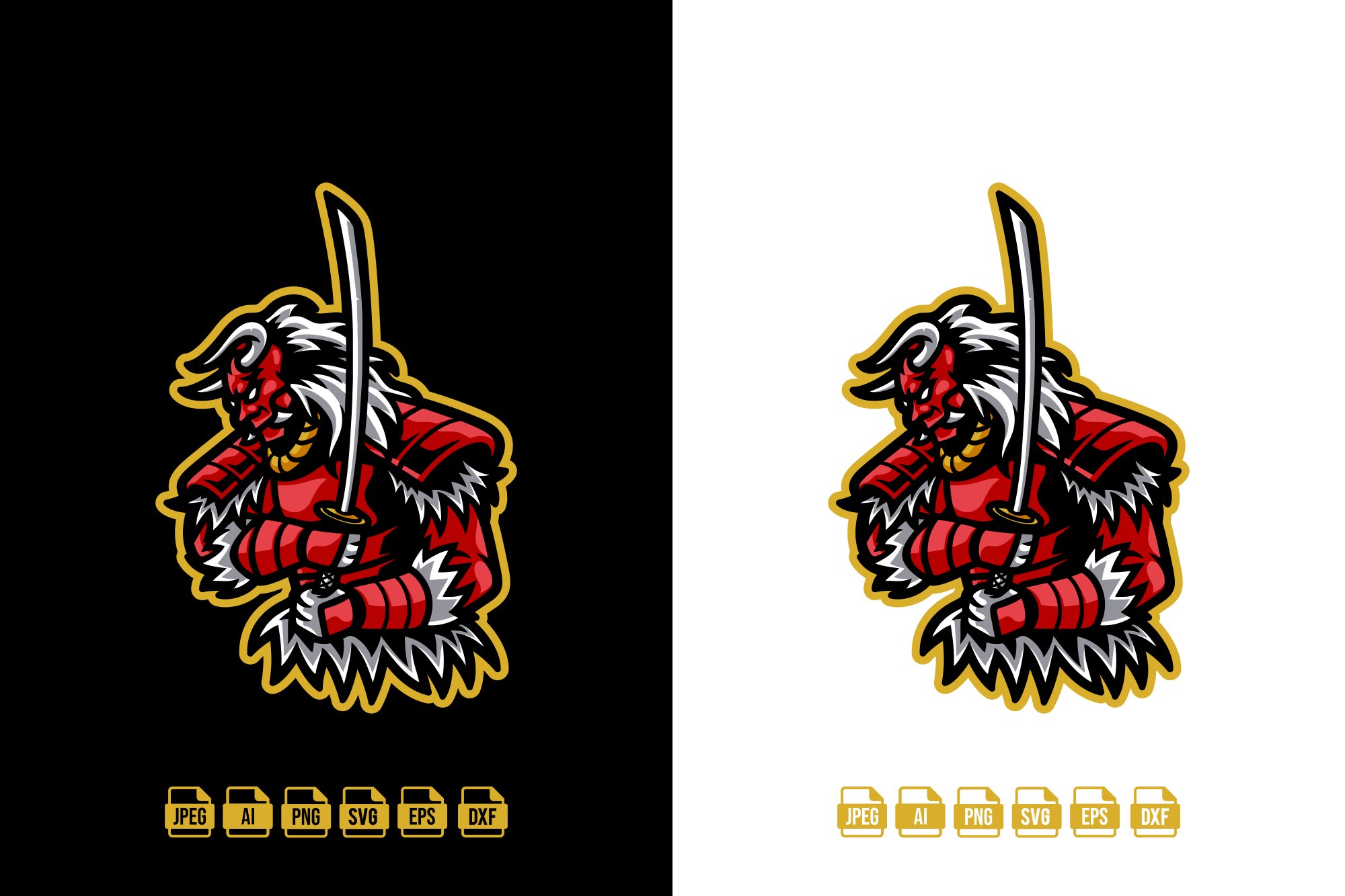 Samurai Vector Illustrations - E Sports T-Shirt Design, image size:2000x1333