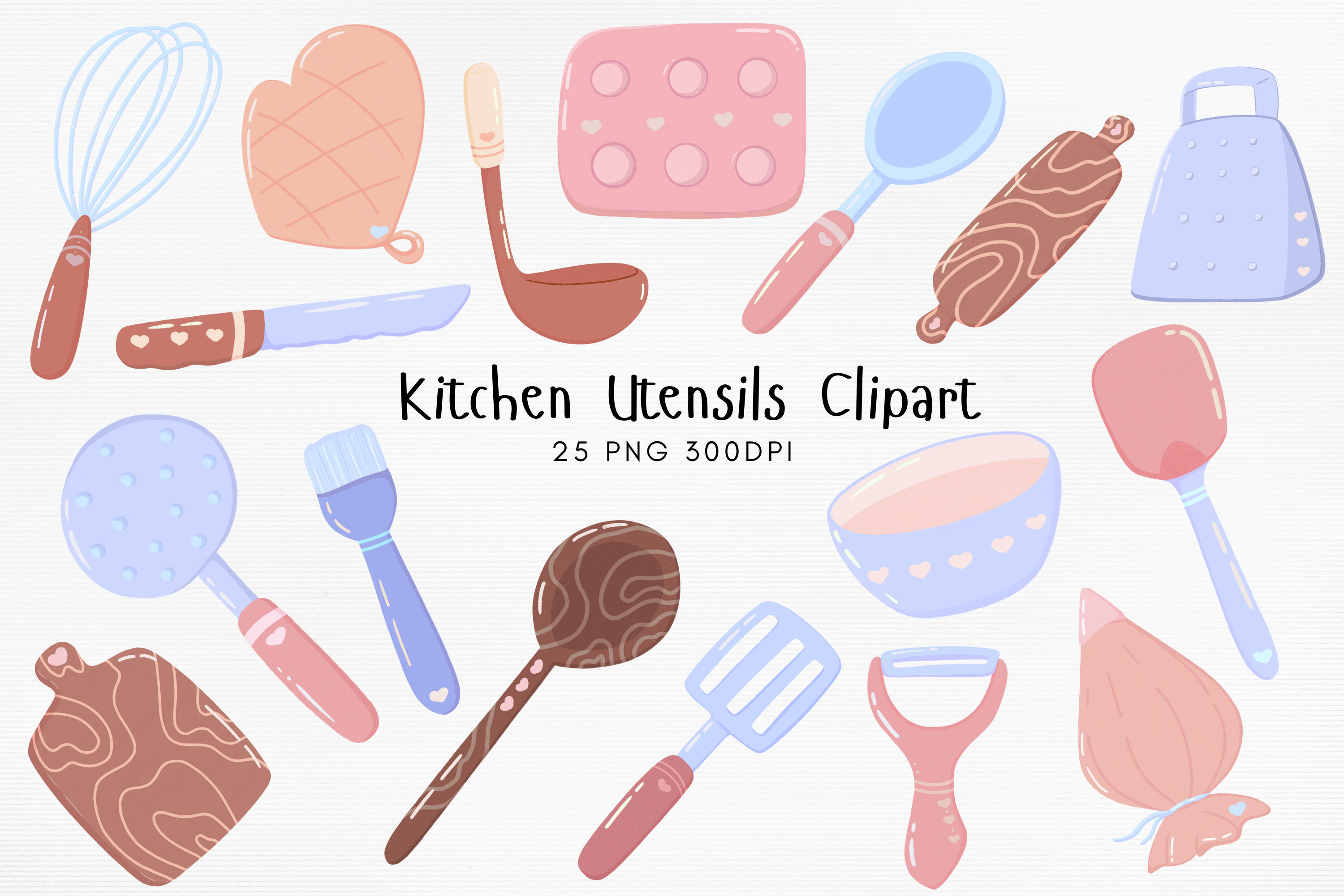 Kitchen Utensils Clipart | Cooking Tools PNG Bundle, image size:3000x2000