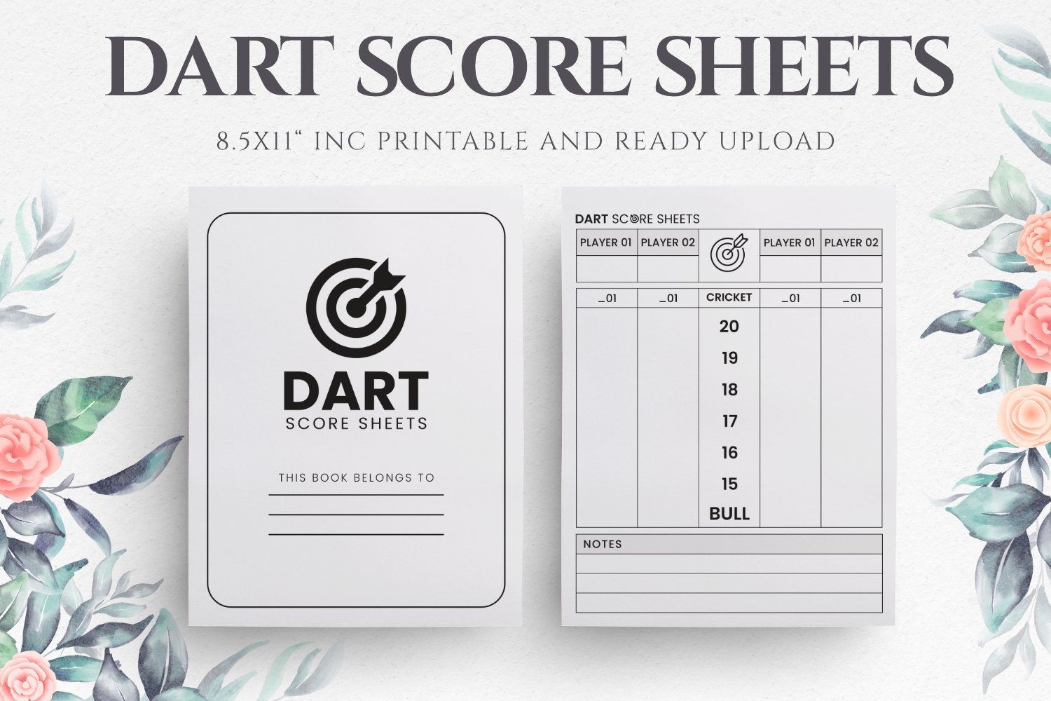 dart-score-sheets-8-5-x-11-inches-kdp-template-ready-upload for Free Printable Dart Score Sheets Dart Score Sheets 8.5