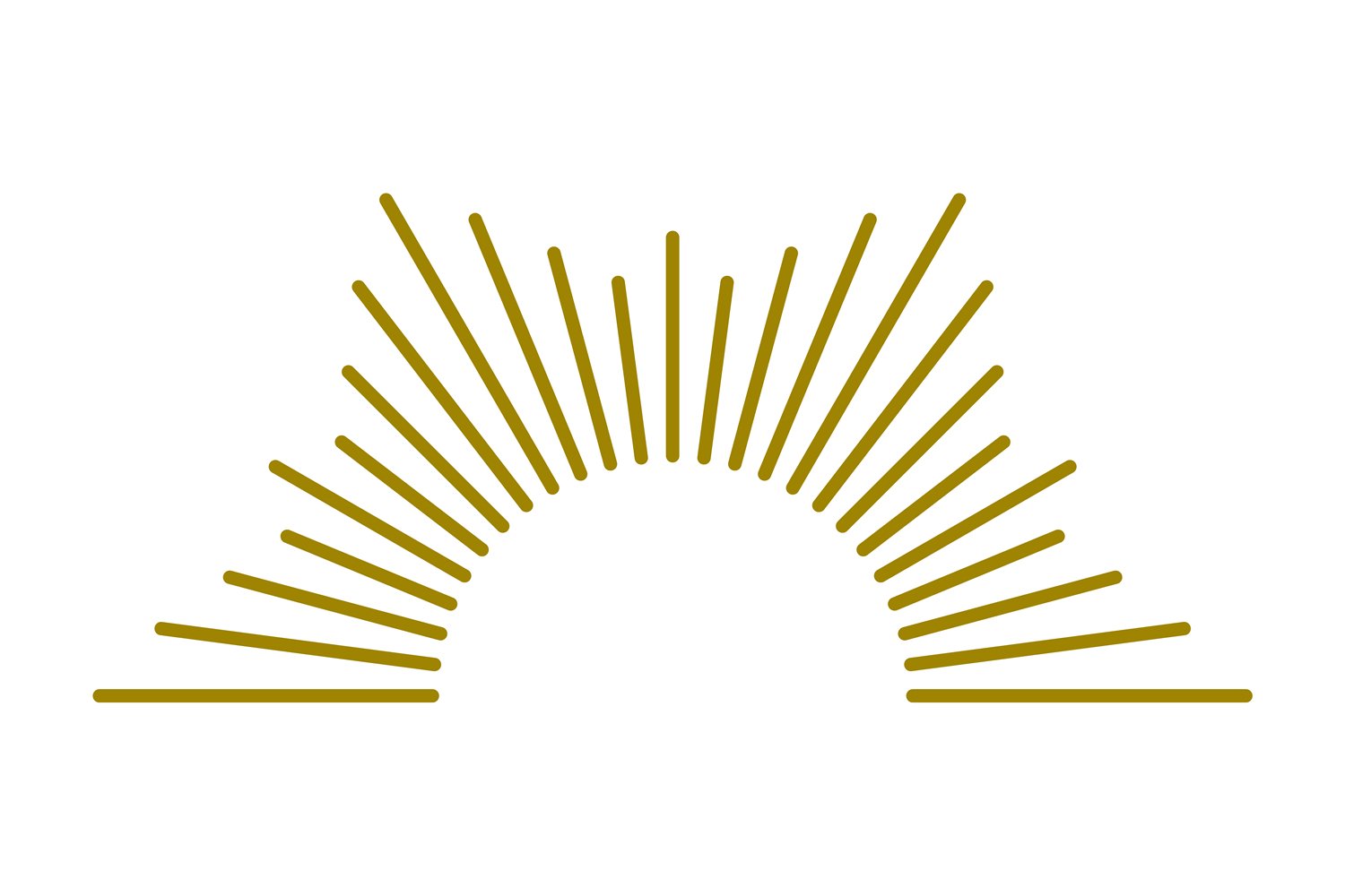 Rising sun. Golden vintage emblem. Sunburst icon
