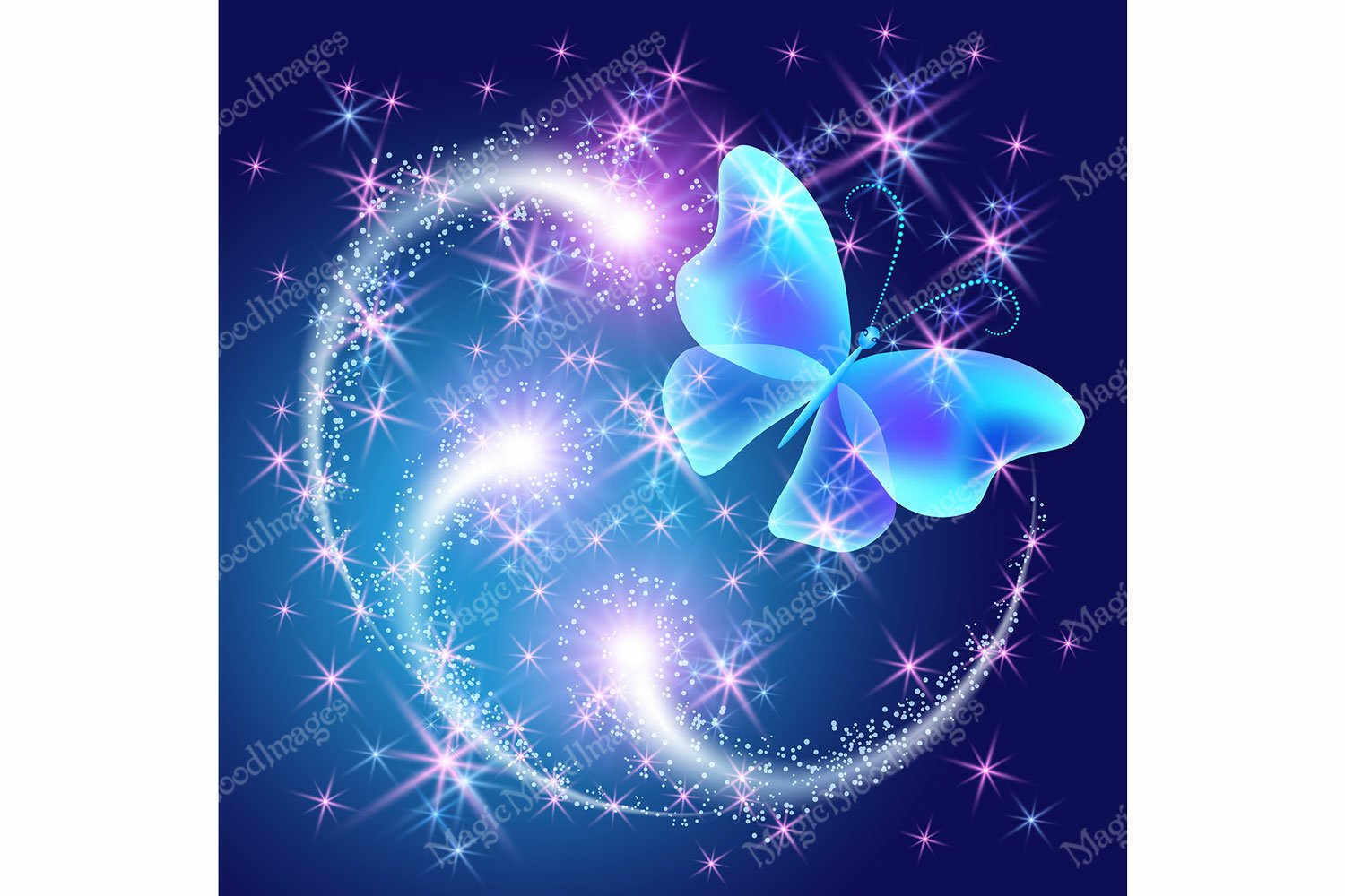 Butterfly sparkle trail flying night magic stars sky EPS JPG, image size:1500x1000