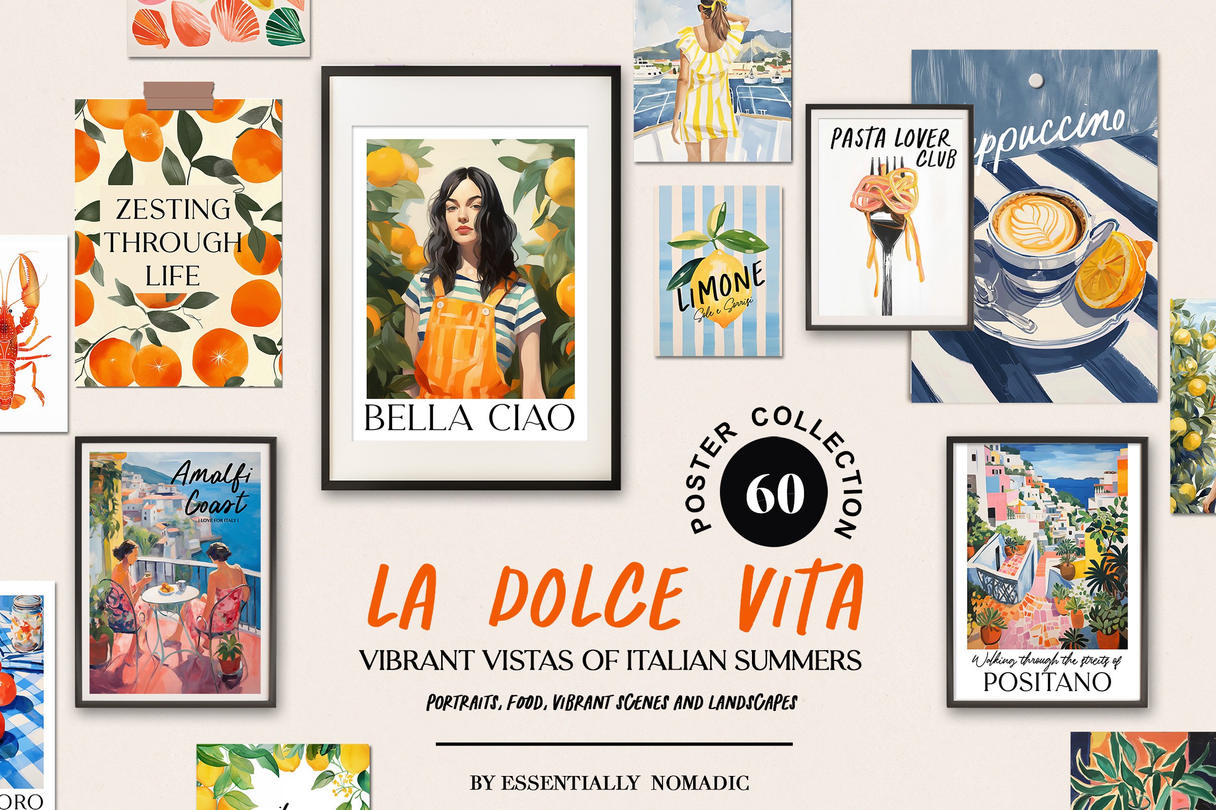 lalala Italiaページ Oranges and Lemons Italian Poster Set, Italian Fruit Posters
