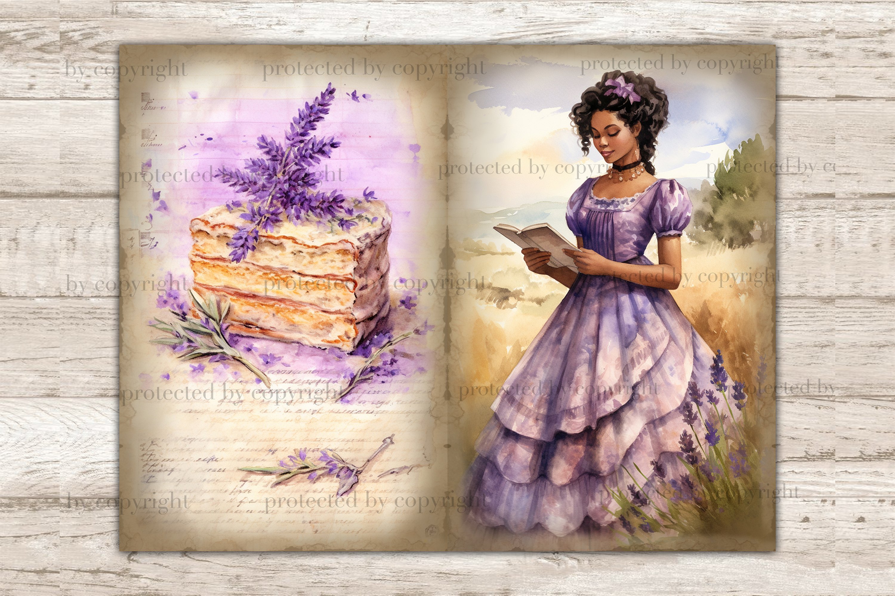 Lavender Junk Journal Paper | Vintage Journaling display picture 1