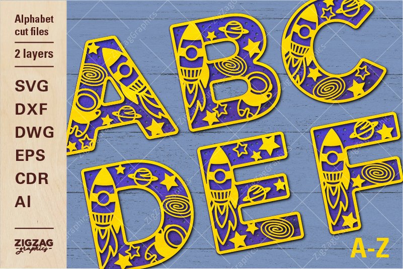 洋書 graphic spaces THREE D kids Alphabet A-Z with space rocket astronaut and stars