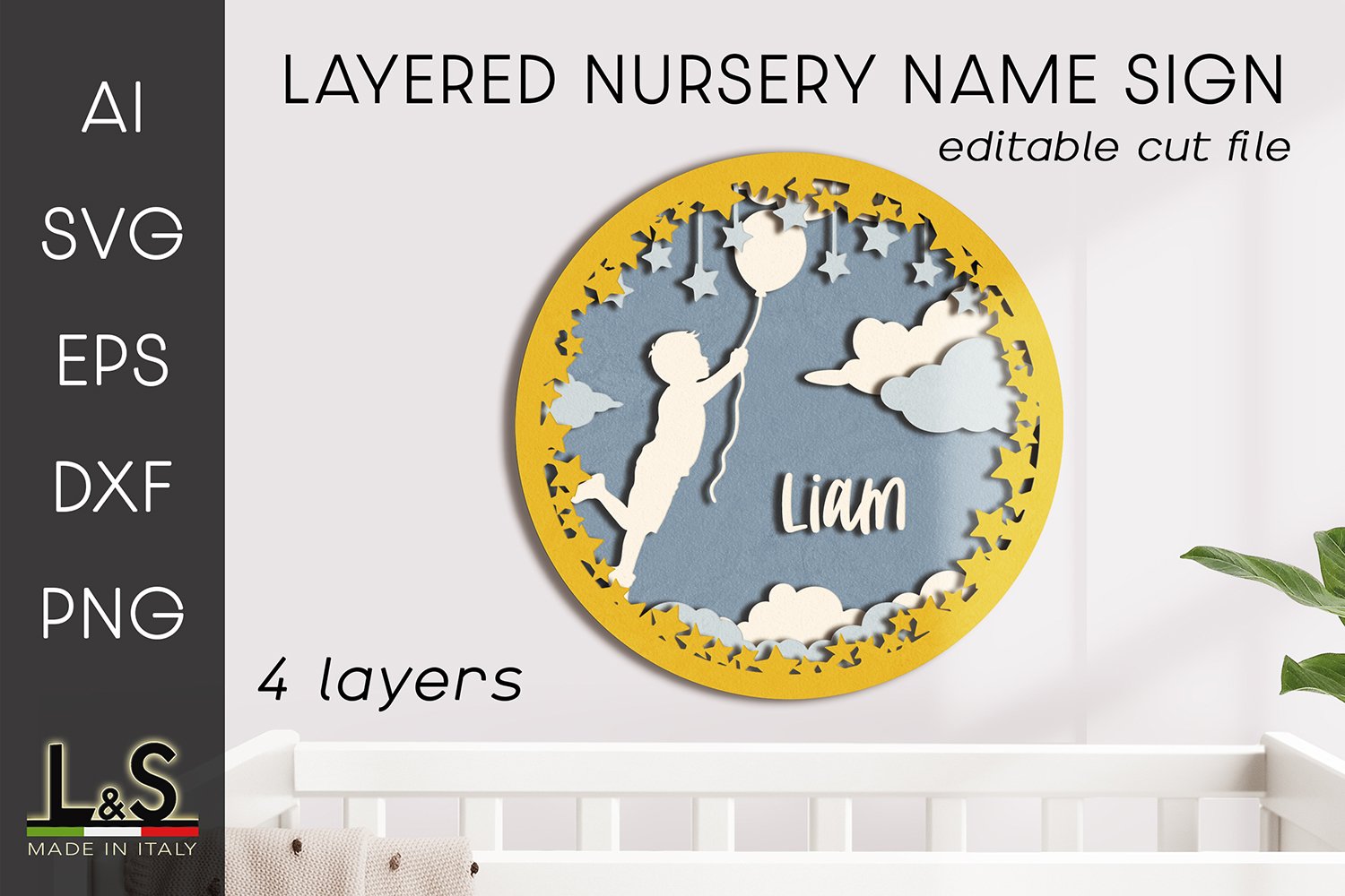Layered Baby Boy Name Sign Nursery Decor
