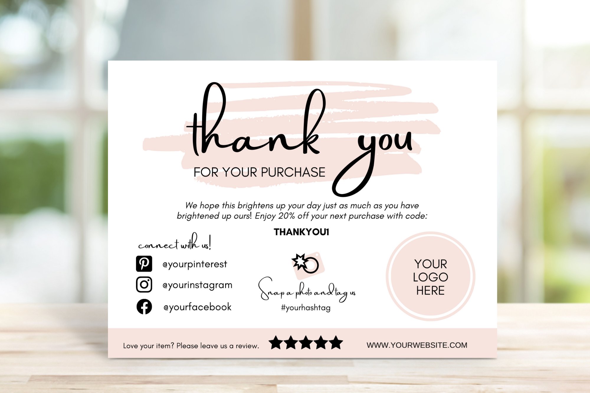 Thank You Card Business Template, Beige Thank You Card