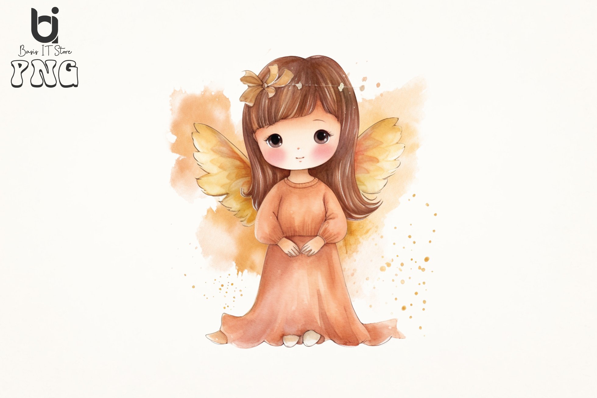 Little Girl Angel Watercolor Sublimation Bundle, image size:1960x1307
