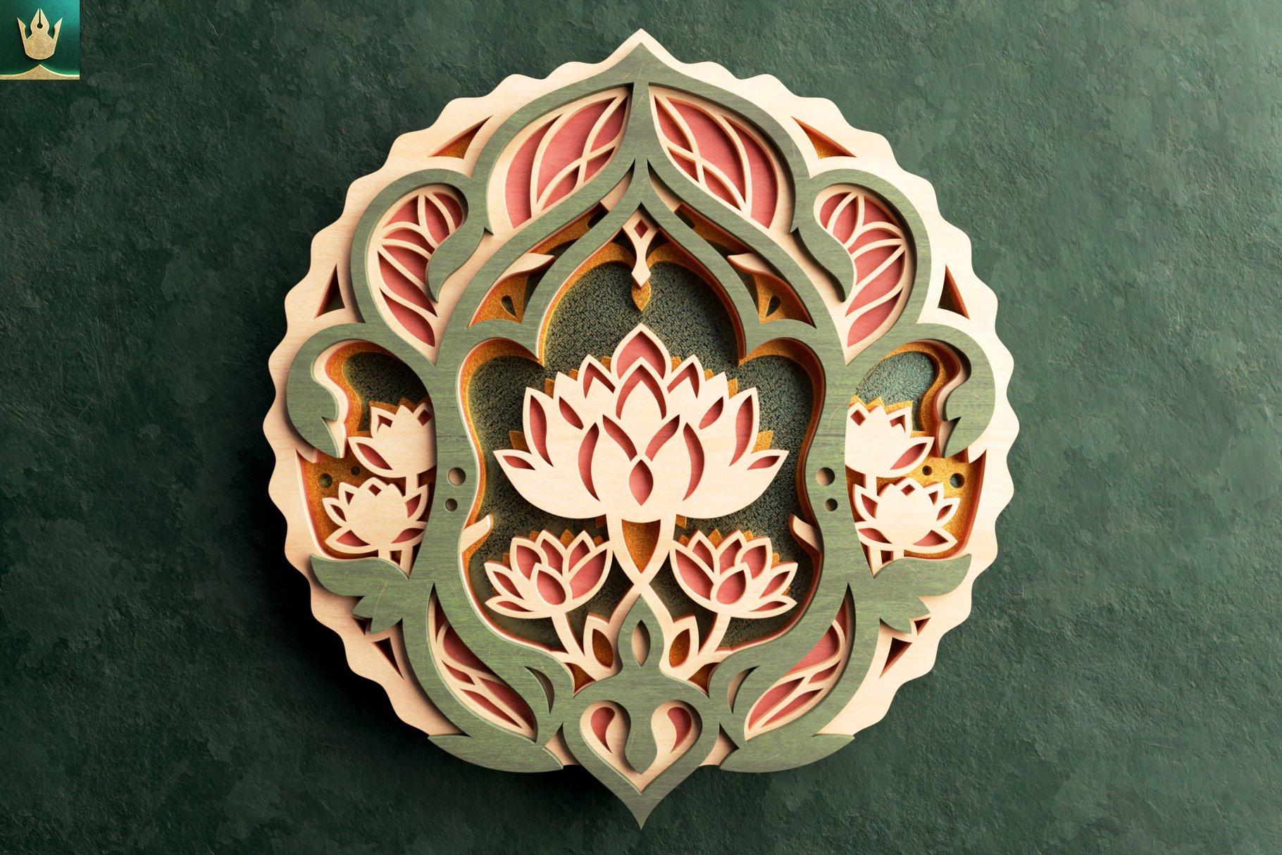 Lotus Flower Mandala 3D Layered Laser Cut File