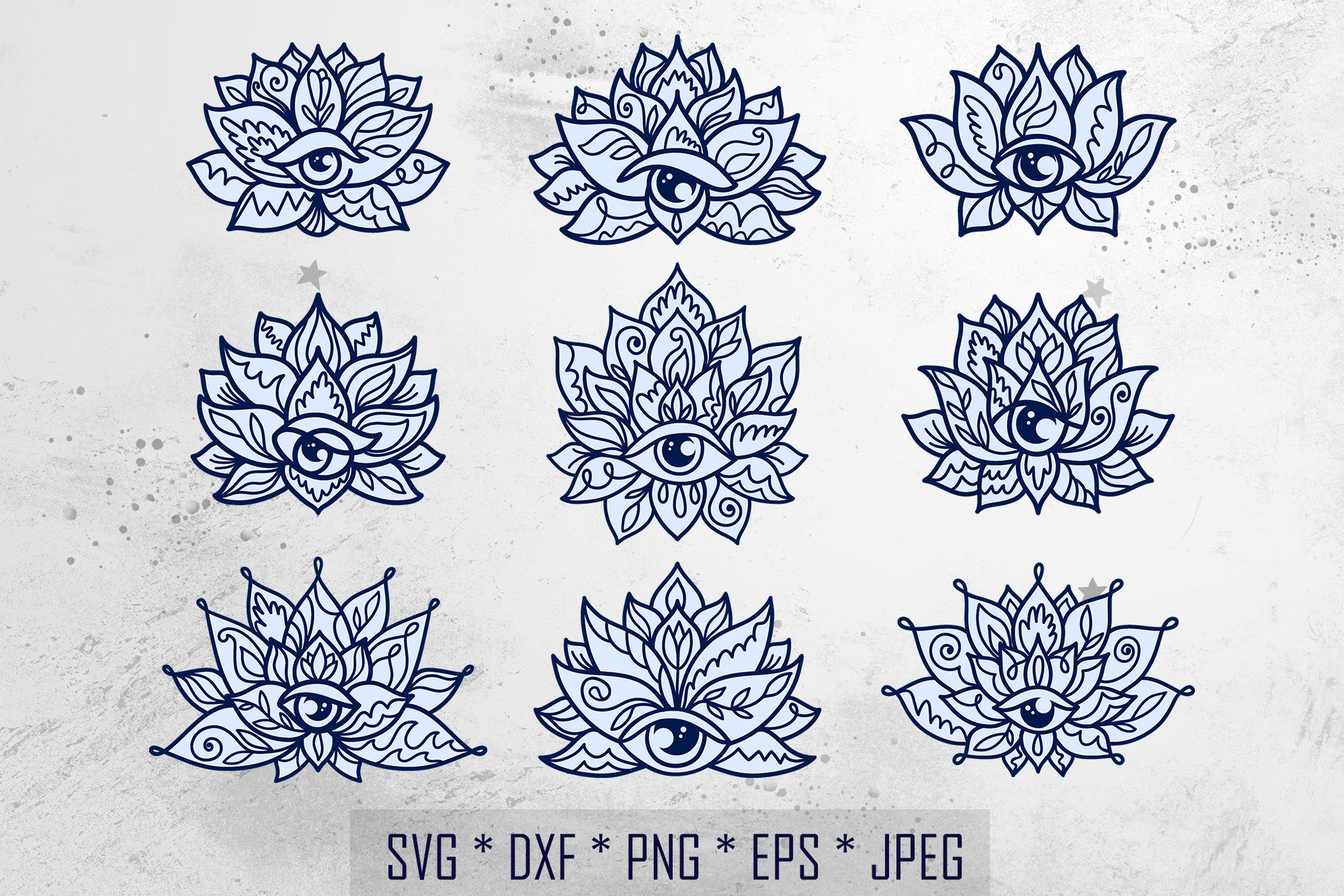 Lotus Flower Clipart Set | 9 Different Designs