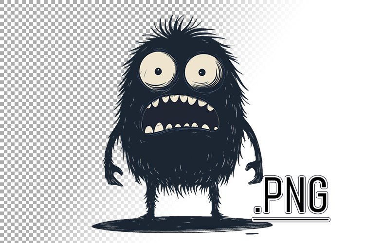 Cute Furry Monster With Big Eyes and Mouth