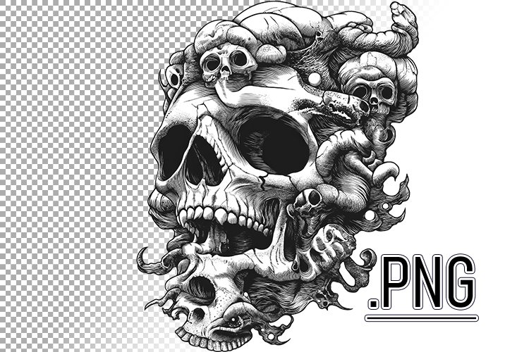 Intricate Skull Design With Multiple Elements