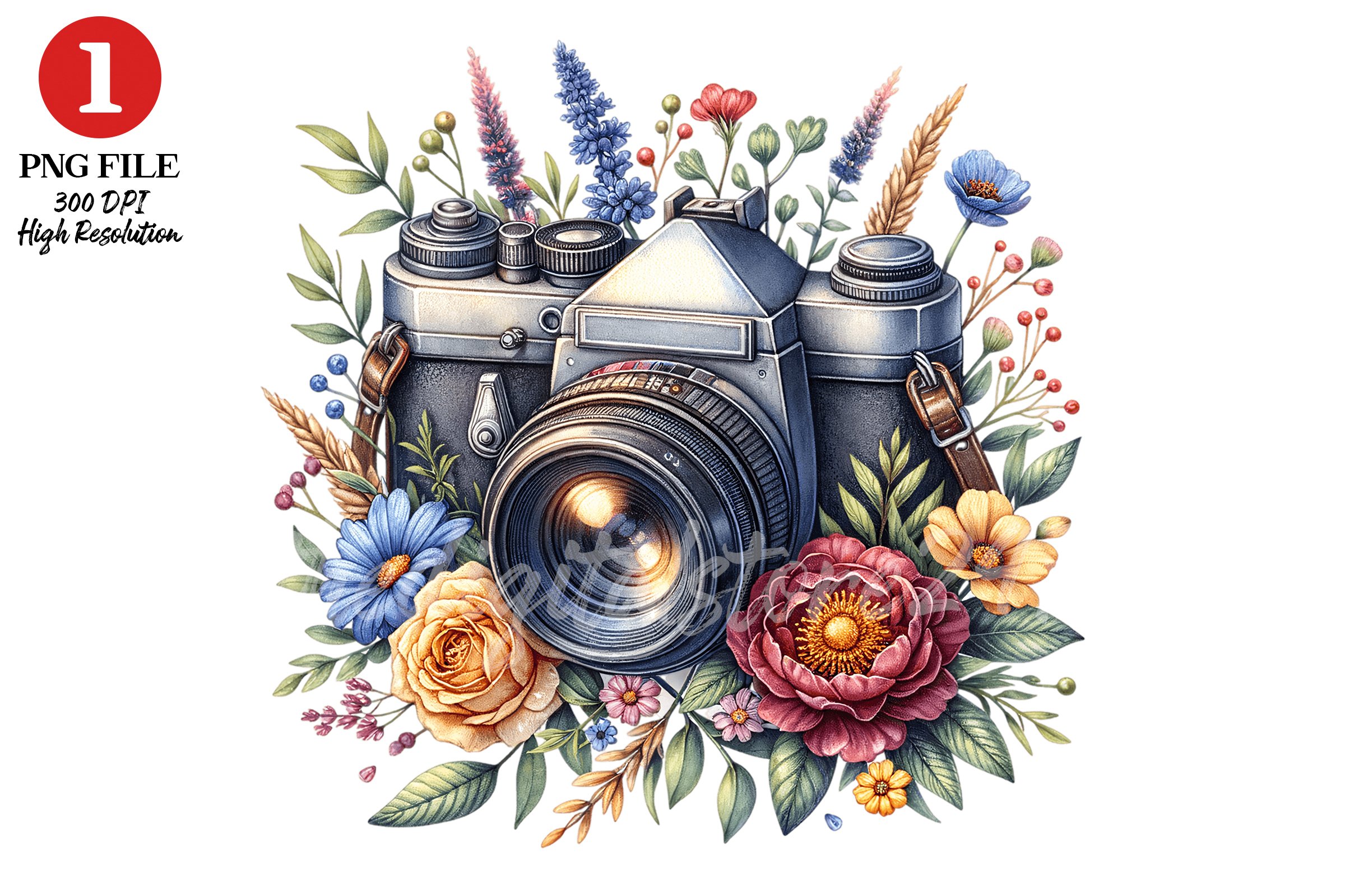 Retro Camera Clipart, Vintage Floral Shabby (3725208), image size:2400x1600