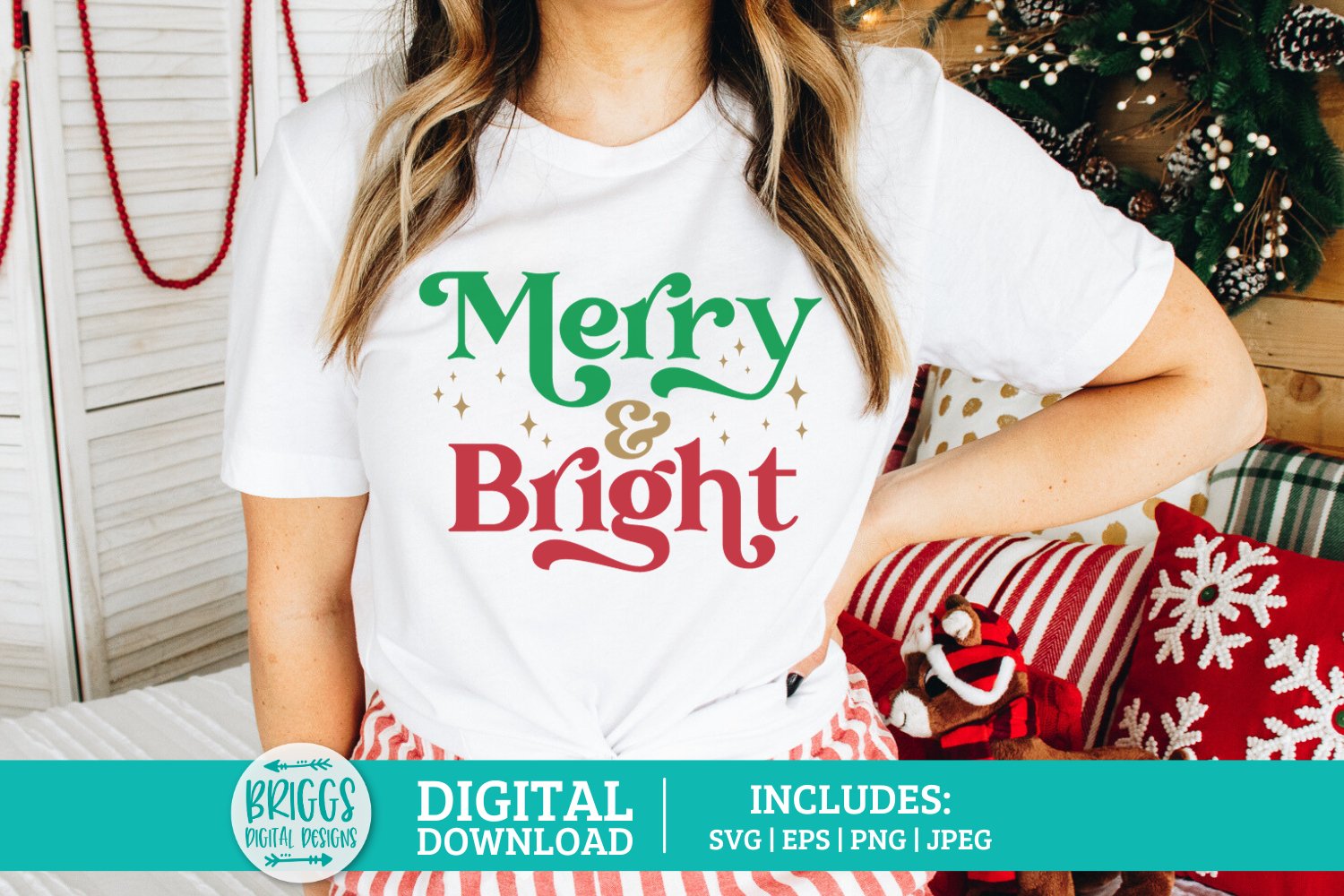 Merry And Bright Christmas Shirt SVG