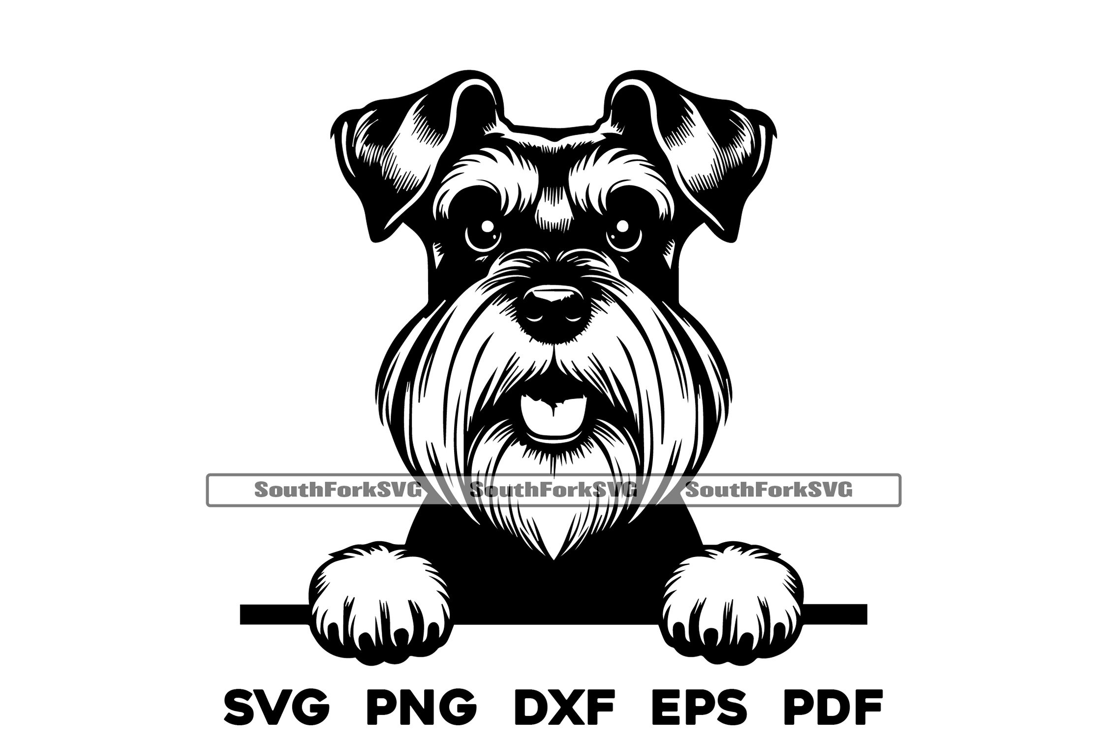 Peeking Miniature Schnauzer Dog Files SVG PNG DXF EPS PDF