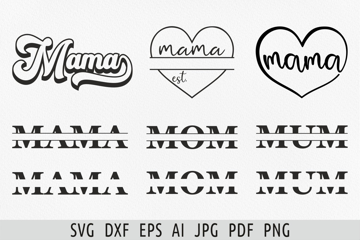 Mom split monogram svg Mom svg Mama svg Mothers (2544198)