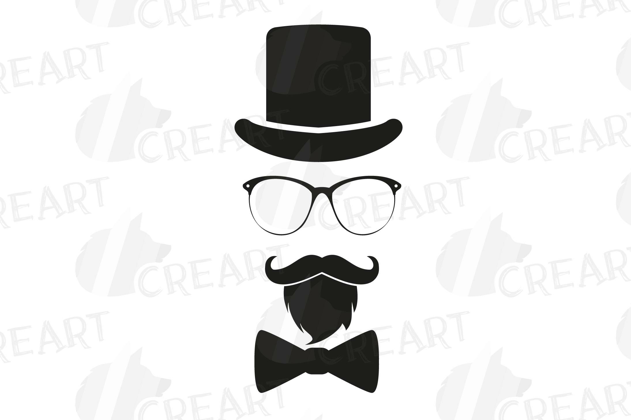 Mustaches, hats, glass, bowtie Clipart, Hipster icons, image size:2188x1459