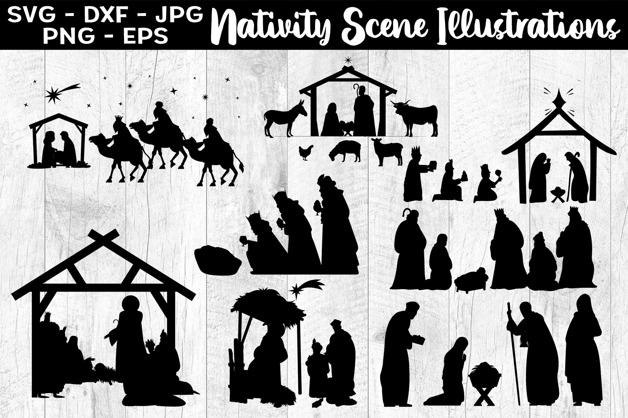 Black And White Manger Scene