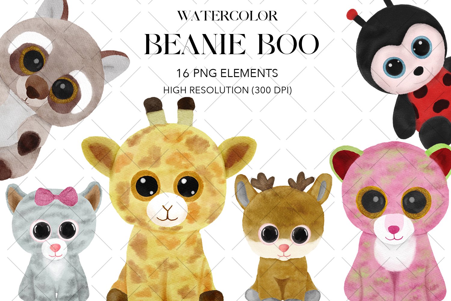 Beanie Boo Watercolor Cliparts