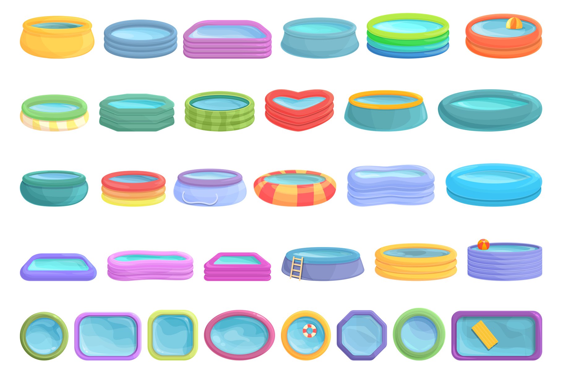Inflatable pool icons set cartoon vector. Activity round (1788040 ...