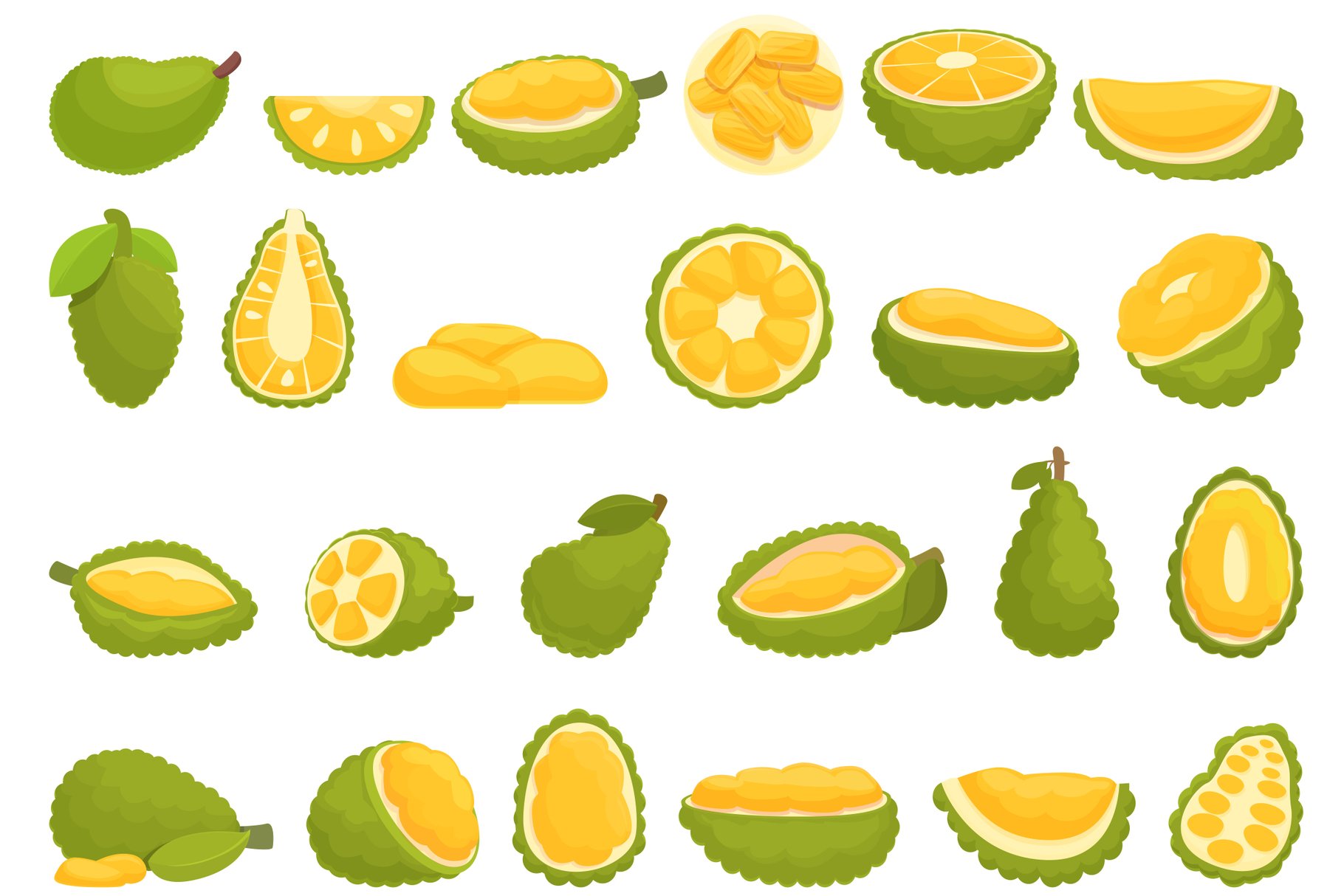 Jackfruit icons set cartoon vector. Vegan fruit (2238200) | Icons