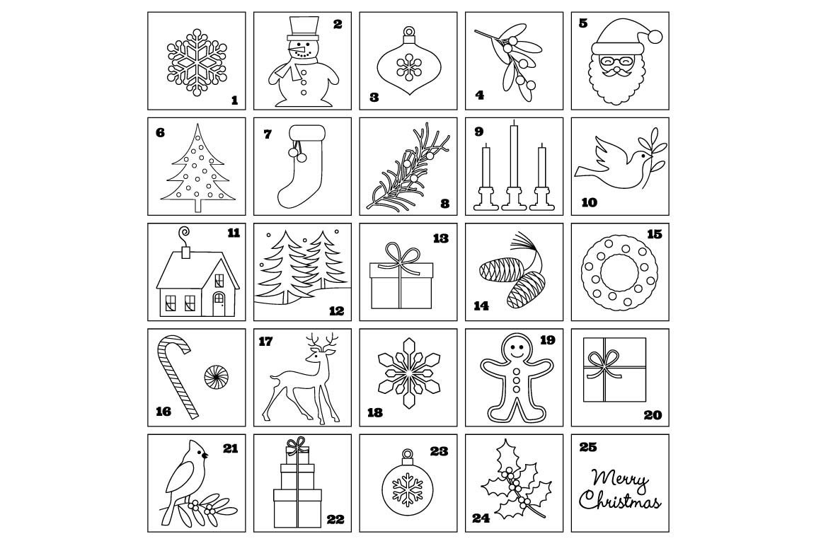 Vector Black And White Christmas Coloring Page And Advent 40 OFF