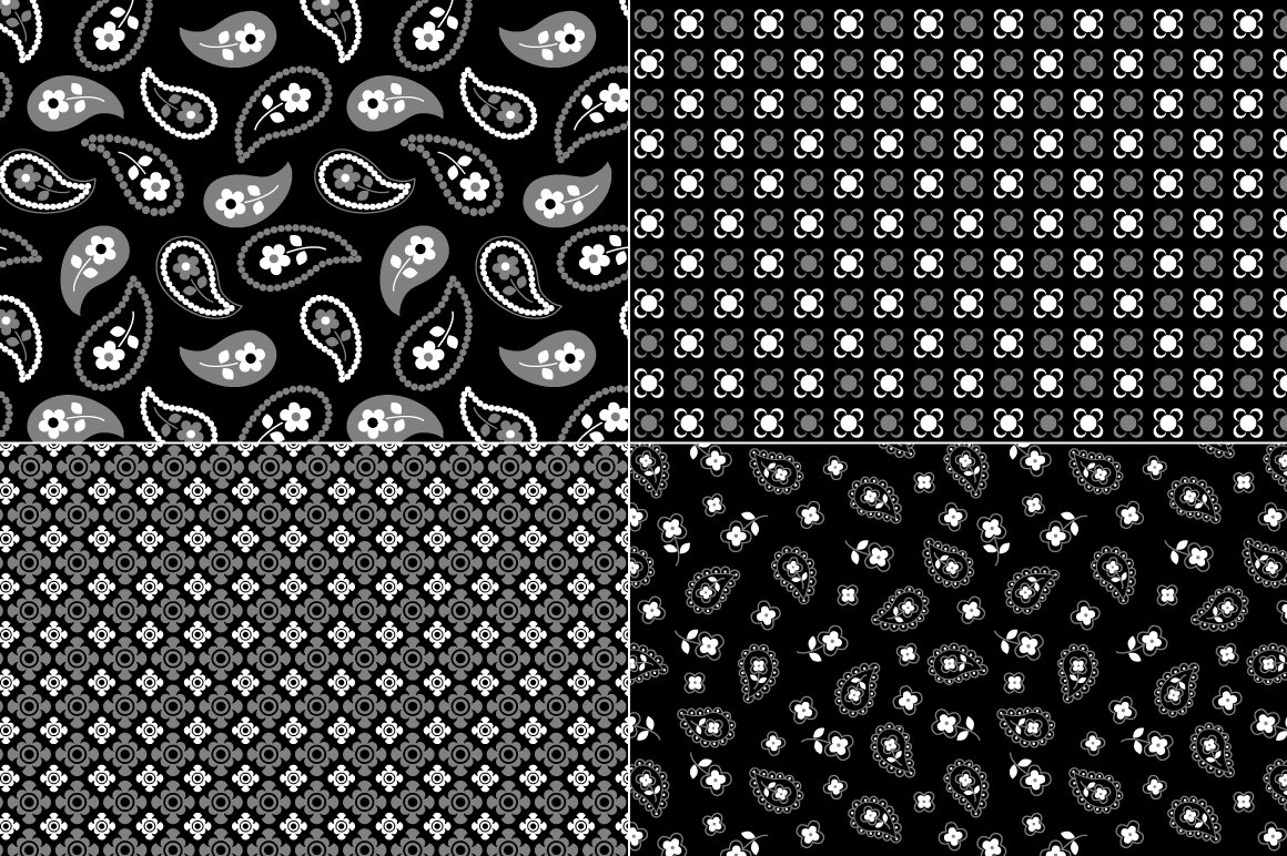 Seamless Black Bandana Patterns