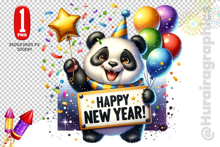 Happy New Year Clipart - Panda PNG File (5104806)