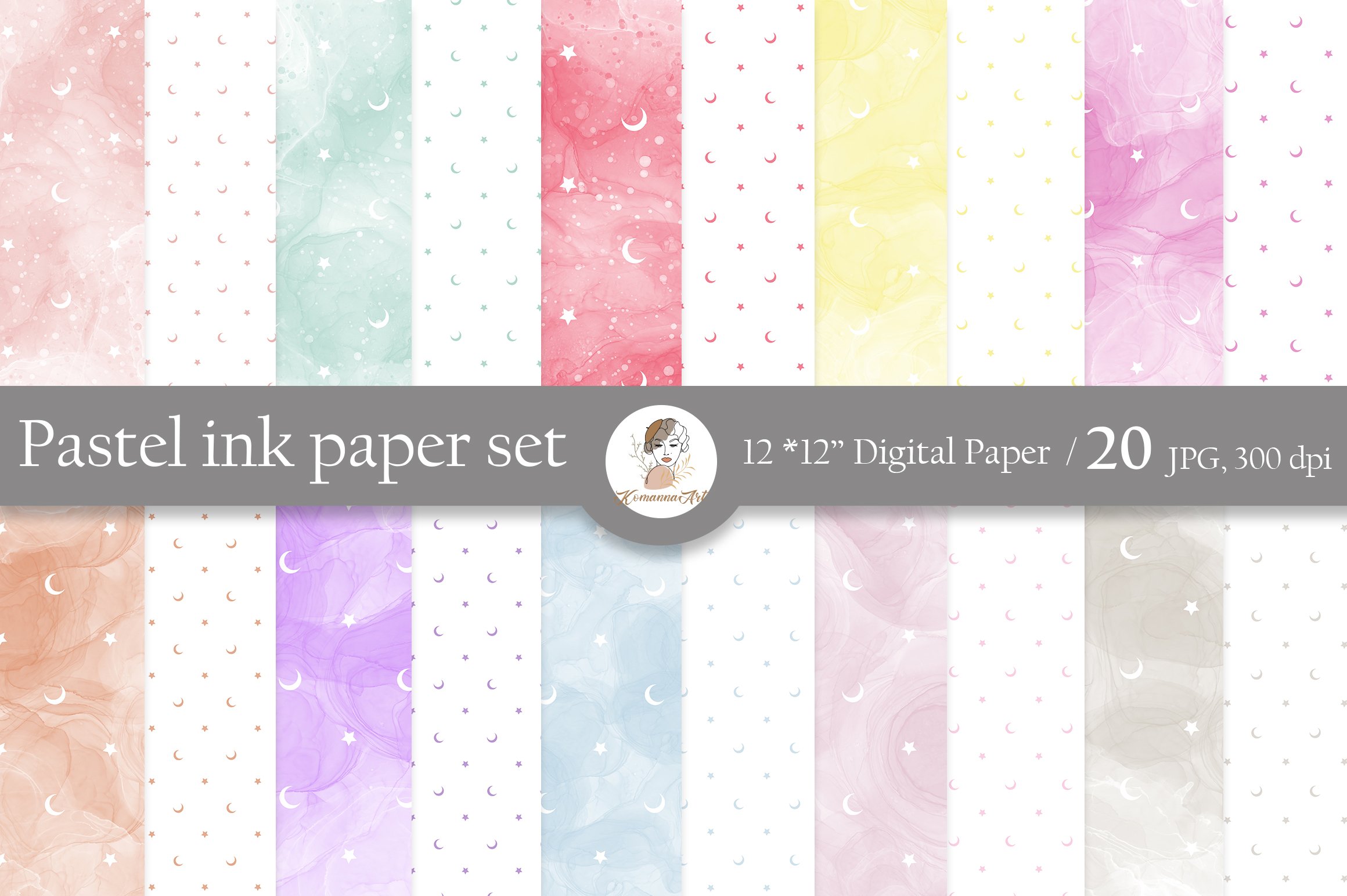 Pastel wrapping paper / Pastel ink Digital Paper / Printable