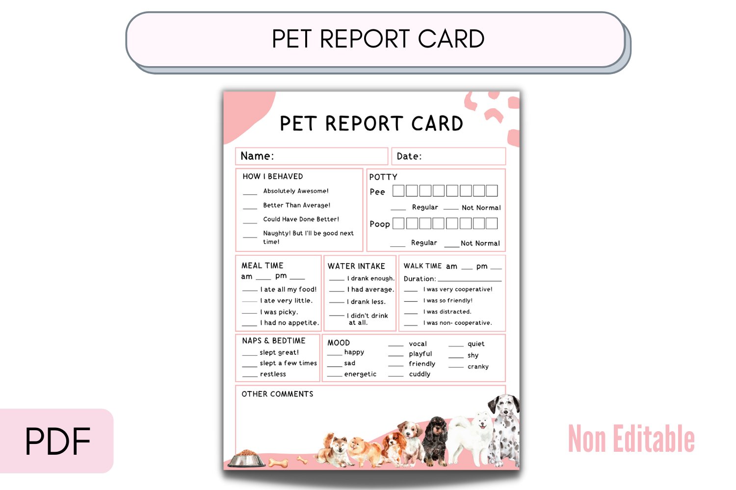 Pet Report Card, Pet Report form, Dog Report Card pet-report-card-pet-report-form-dog-report-card
