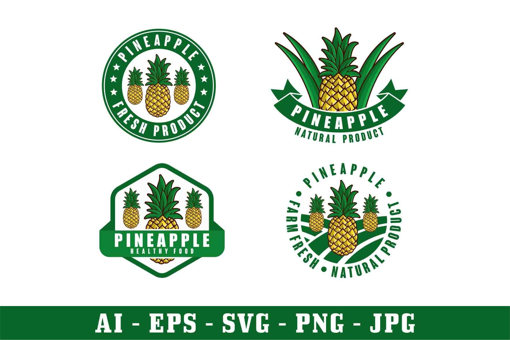 Pineapple farm fresh natural product label, Eps, Ai, Png (1414338