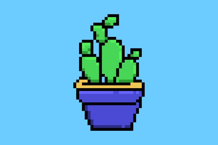Pixel art cactus design vector isolated