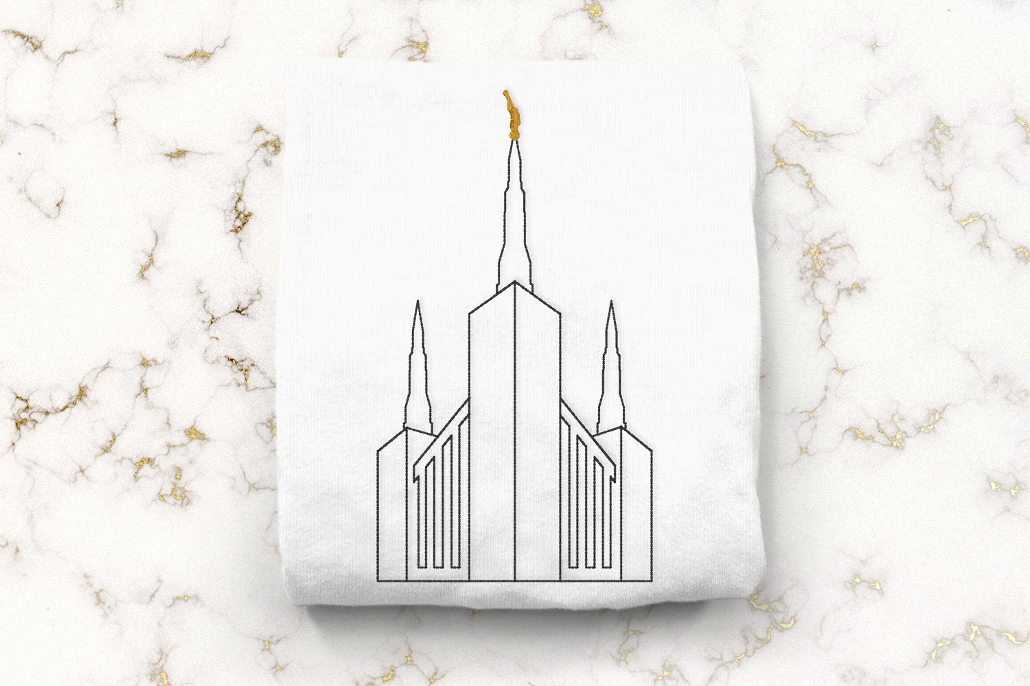 LDS Portland Oregon Temple Linework Embroidery File, image size:1500x1000