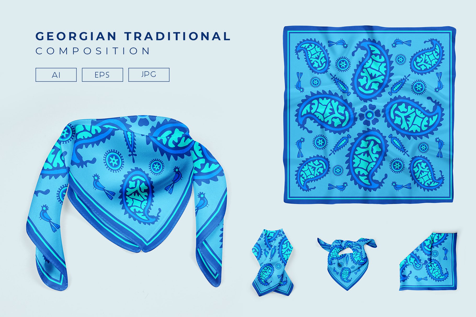 Blue bohemian decorative decor. Georgian traditional art