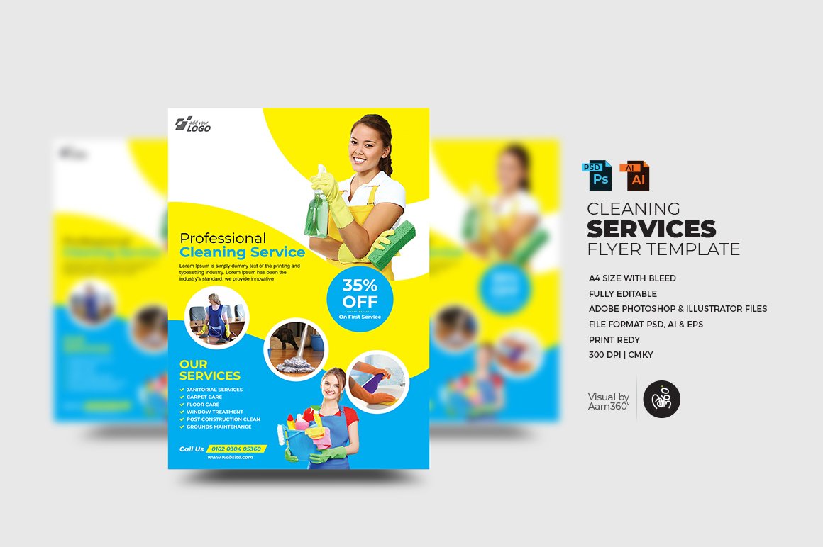 Home Cleaning Services Advertising Flyer Template - Venngage, image size:1160x772