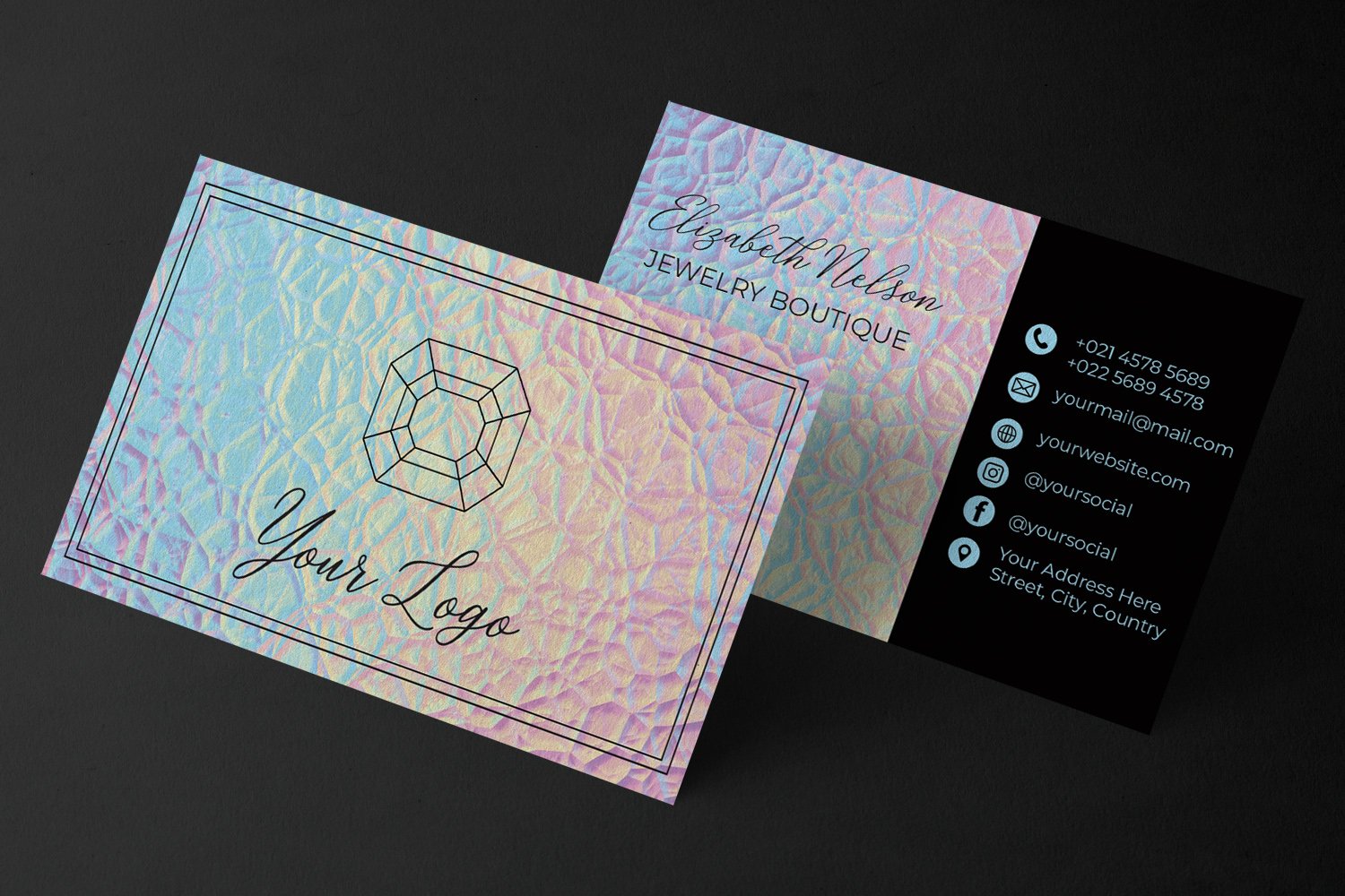 how to make holographic business cards Card Design Template (2741259) Chrome Effect Holographic Business Cards