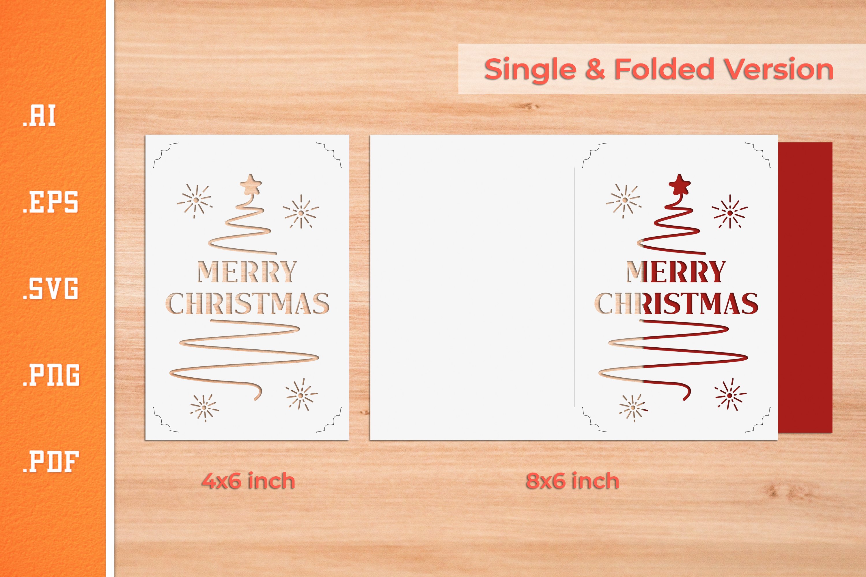 Christmas Insert Card Paper Cut SVG 2 - Postcard Size, image size:3000x2000