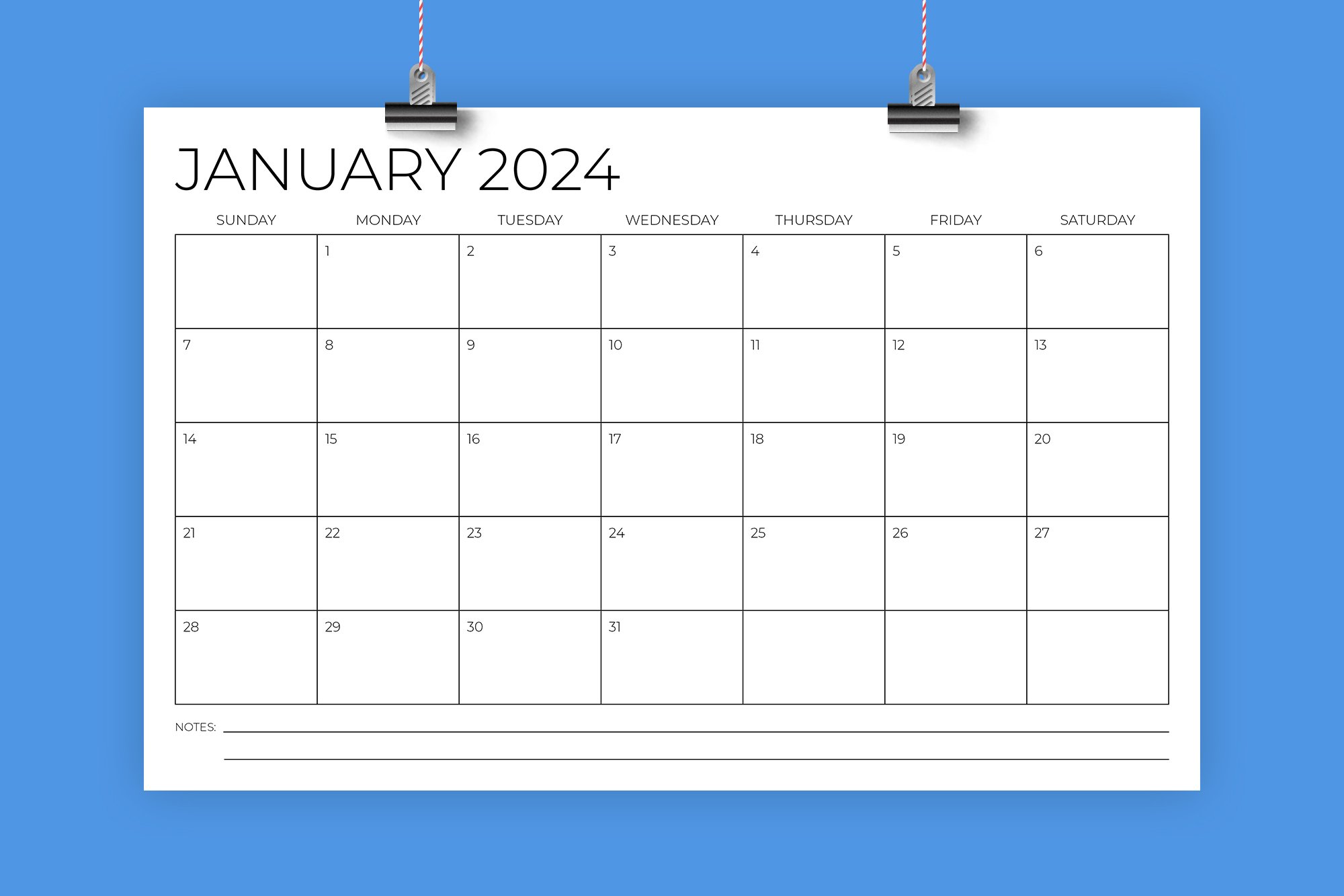 2024 11 x 17 Inch Calendar Template (2497902)