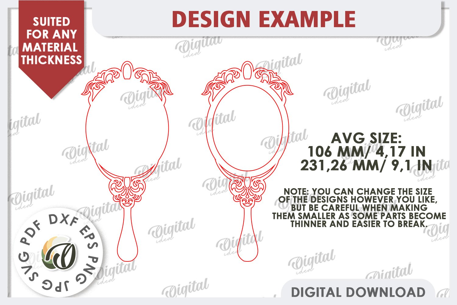 Decorative Hand Mirror Frame Laser Cut. Mirror (4903723), image size:1500x1000