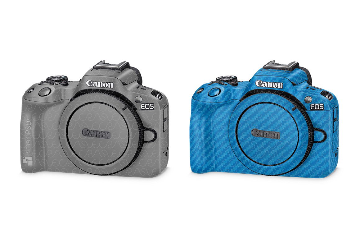 Canon EOS R50 Camera 2023 Vinyl Skin Mockup PSD Template